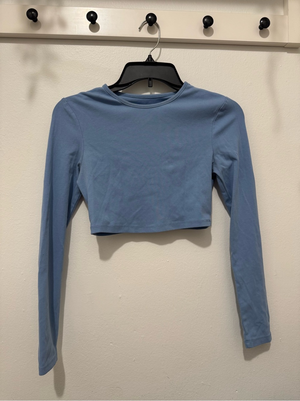 Long-Sleeve Crop Top in Dusty Blue - Women's